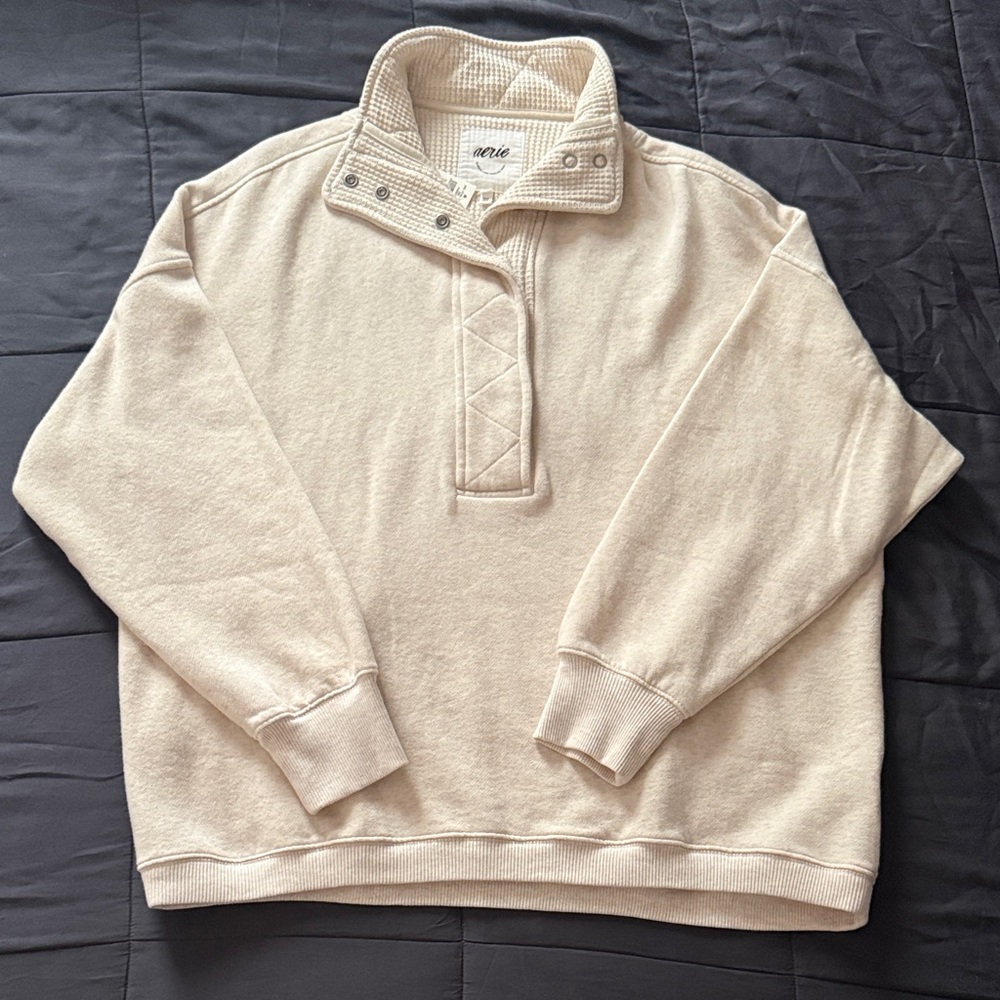 Aerie Cream Oh Snap! Sweatshirt NWT